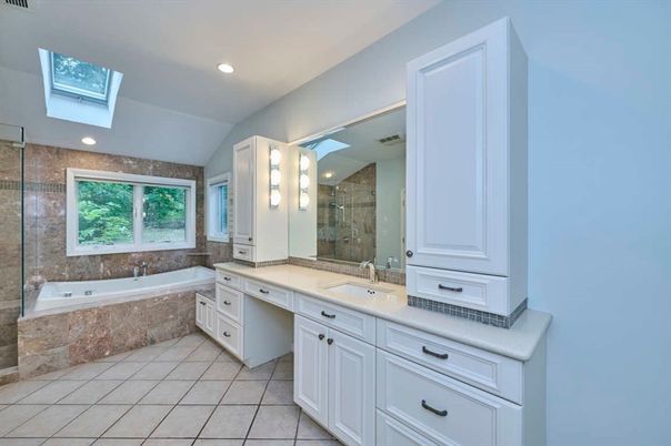 Bathroom, Dual Sink Vanities, Glass Shower, Interior, Recessed Lighting