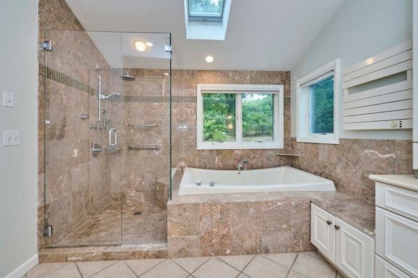 Bathroom, Glass Shower, Interior, Recessed Lighting