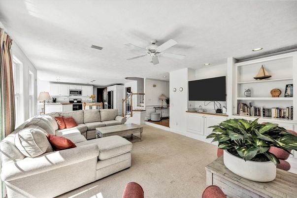 Interior, Kitchen, Living room, Recessed Lighting, Stainless Steel Appliances, Wood Texture Flooring