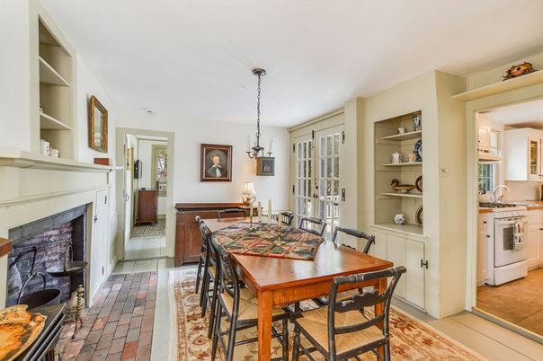 Dining room, Fireplace, Interior, Kitchen, Pendant Lights