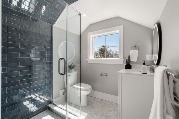 Bathroom, Glass Shower, Interior, Recessed Lighting