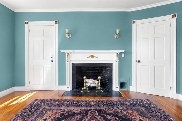 Fireplace, Interior, Wood Texture Flooring