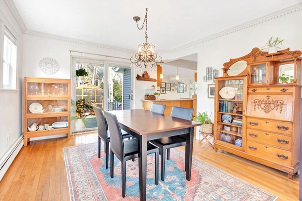Chandelier, Dining room, Interior, Wood Texture Flooring