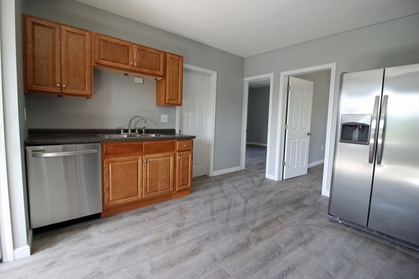 Interior, Kitchen, Stainless Steel Appliances, Wood Texture Flooring