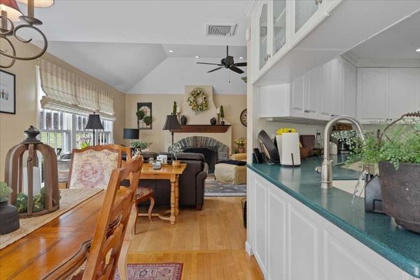 Dining room, Interior, Kitchen, Living room, Recessed Lighting, Wood Texture Flooring