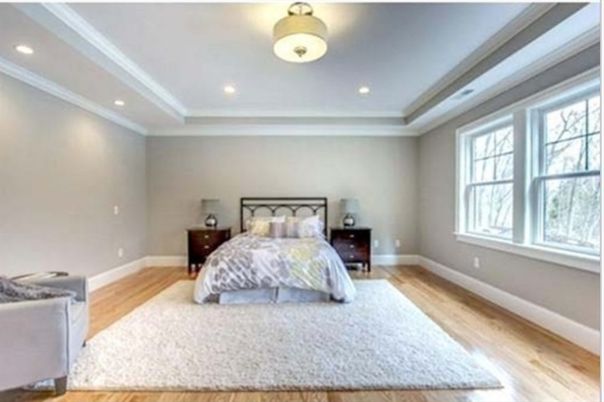 Bedroom, Interior, Pendant Lights, Recessed Lighting, Wood Texture Flooring