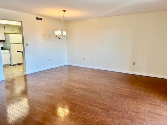 Empty room, Interior, Kitchen, Pendant Lights, Wood Texture Flooring