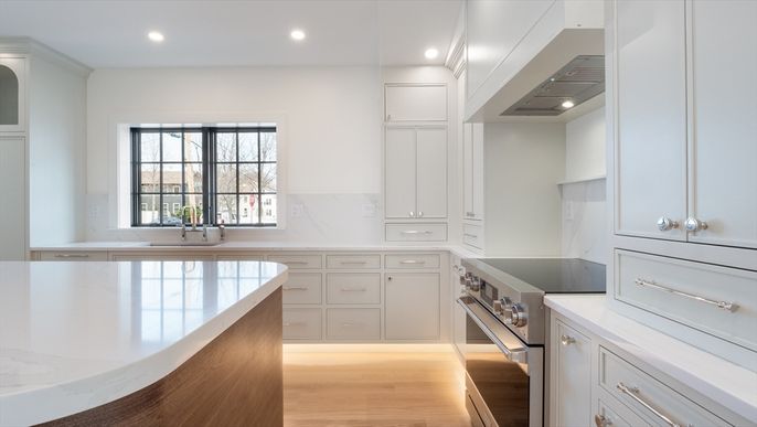 Interior, Kitchen, Recessed Lighting, Wood Texture Flooring