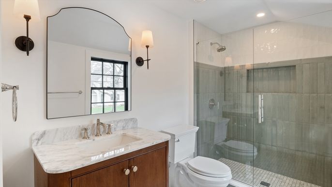 Bathroom, Glass Shower, Interior, Recessed Lighting