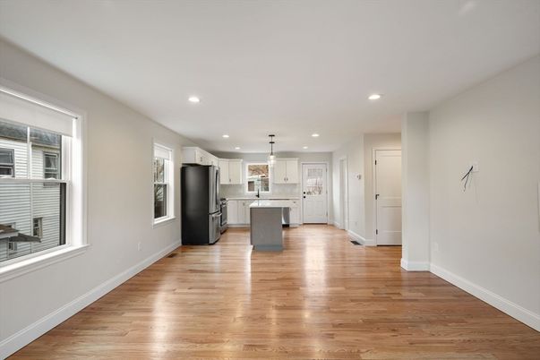 Interior, Kitchen, Pendant Lights, Recessed Lighting, Wood Texture Flooring