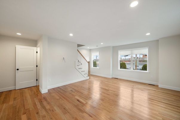 Empty room, Interior, Recessed Lighting, Wood Texture Flooring