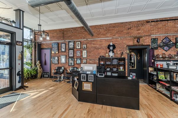 Home Office, Interior, Pendant Lights, Stone Walls, Wood Texture Flooring