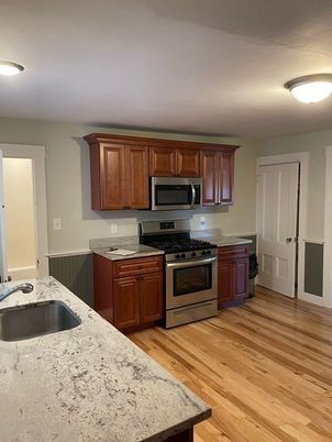 Interior, Kitchen, Stainless Steel Appliances, Wood Texture Flooring