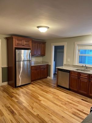 Interior, Kitchen, Stainless Steel Appliances, Wood Texture Flooring