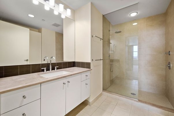 Bathroom, Glass Shower, Interior, Recessed Lighting