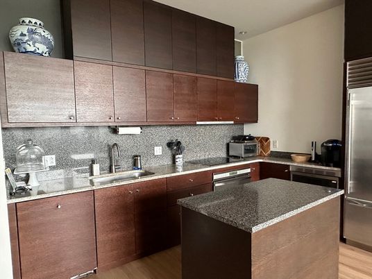 Interior, Kitchen, Stainless Steel Appliances, Wood Texture Flooring