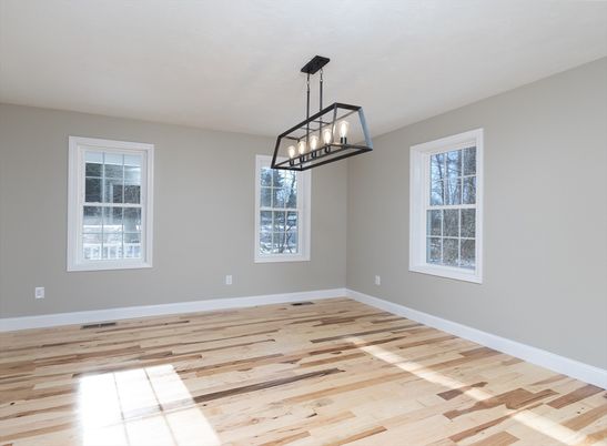 Empty room, Interior, Pendant Lights, Wood Texture Flooring