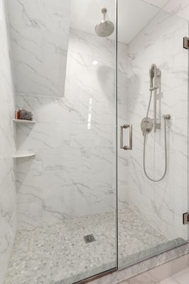 Bathroom, Glass Shower, Interior, Marble Walls