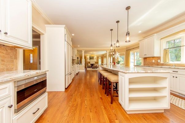 Interior, Kitchen, Pendant Lights, Recessed Lighting, Wood Texture Flooring