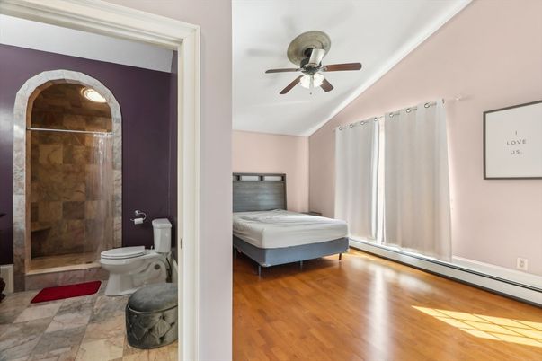 Bathroom, Bedroom, Glass Shower, Interior, Wood Texture Flooring