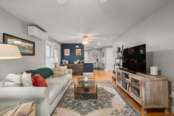 Dining room, Interior, Living room, Recessed Lighting, Wood Texture Flooring