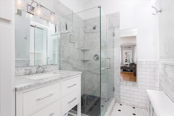 Bathroom, Glass Shower, Interior, Marble Walls