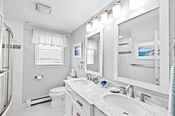Bathroom, Dual Sink Vanities, Glass Shower, Interior