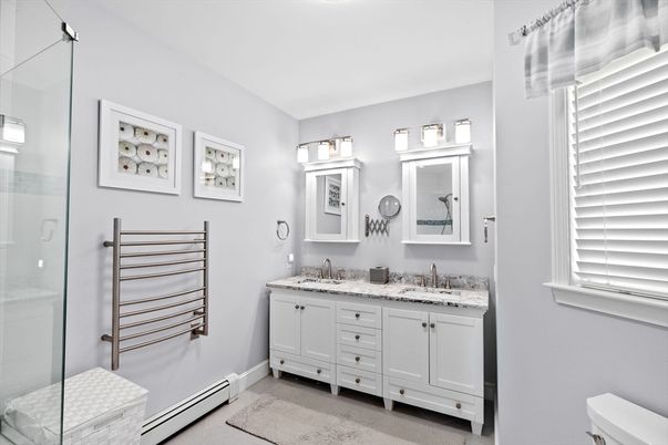 Bathroom, Dual Sink Vanities, Glass Shower, Interior