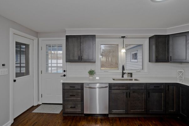 Interior, Kitchen, Pendant Lights, Stainless Steel Appliances, Wood Texture Flooring