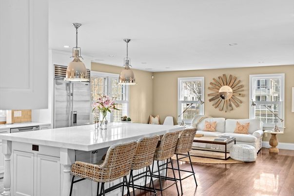 Interior, Kitchen, Living room, Pendant Lights, Recessed Lighting, Stainless Steel Appliances, Wood Texture Flooring