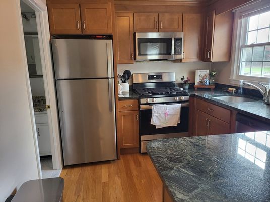 Interior, Kitchen, Stainless Steel Appliances, Wood Texture Flooring