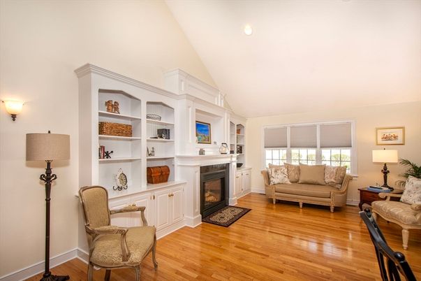 Fireplace, Interior, Recessed Lighting, Wood Texture Flooring