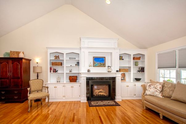 Fireplace, Interior, Recessed Lighting, Wood Texture Flooring
