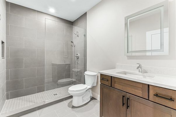 Bathroom, Glass Shower, Interior, Recessed Lighting