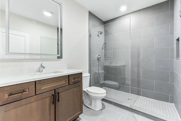 Bathroom, Glass Shower, Interior, Recessed Lighting