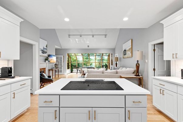 Interior, Kitchen, Living room, Recessed Lighting, Wood Texture Flooring