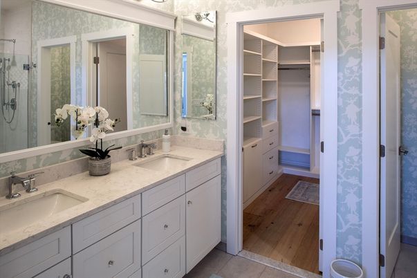 Bathroom, Dual Sink Vanities, Glass Shower, Interior, Walk-in Closets, Wood Texture Flooring