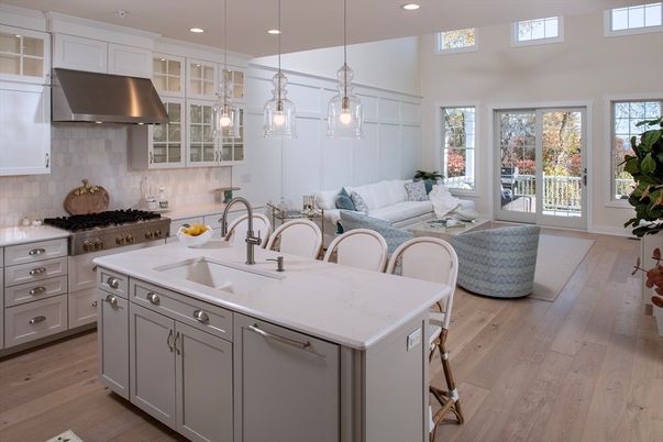 Interior, Kitchen, Living room, Pendant Lights, Recessed Lighting, Stainless Steel Appliances, Wood Texture Flooring
