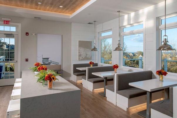 Dining room, Interior, Pendant Lights, Recessed Lighting, Wooden Ceilings, Wood Texture Flooring