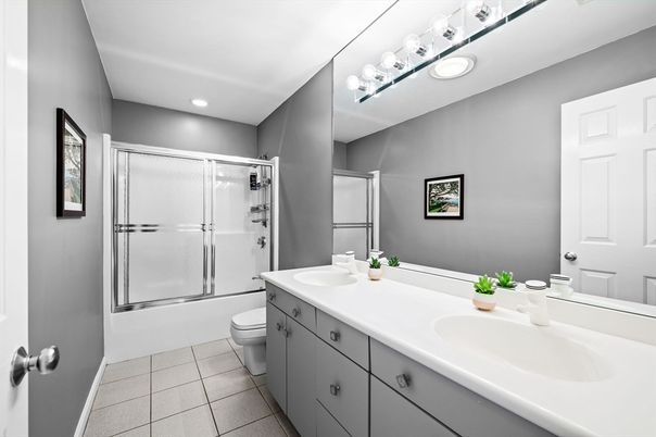 Bathroom, Dual Sink Vanities, Glass Shower, Interior, Recessed Lighting