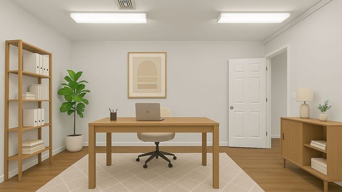 Home Office, Interior, Wood Texture Flooring
