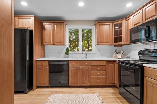 Interior, Kitchen, Recessed Lighting, Wood Texture Flooring