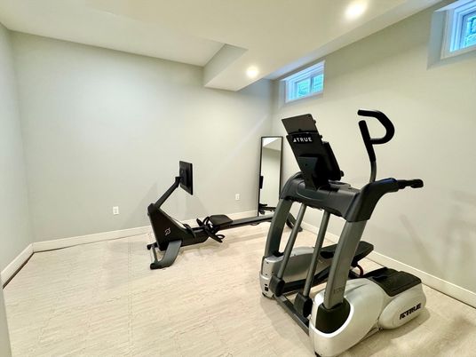 Fitness Equipment, Interior, Recessed Lighting, Wood Texture Flooring