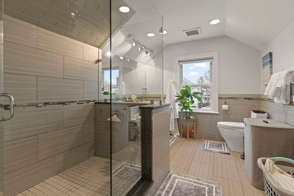 Bathroom, Glass Shower, Interior, Recessed Lighting