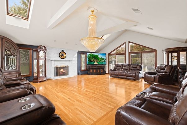 Chandelier, Fireplace, Interior, Living room, Wood Texture Flooring