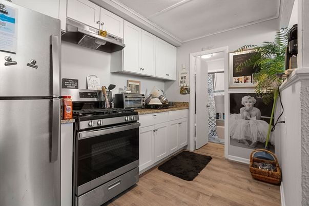 Interior, Kitchen, Stainless Steel Appliances, Wood Texture Flooring