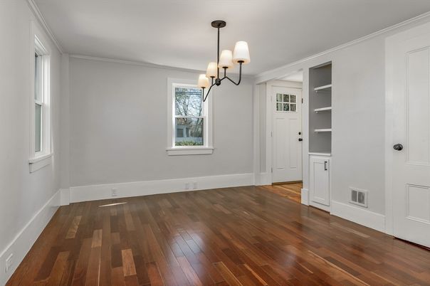 Empty room, Interior, Pendant Lights, Wood Texture Flooring