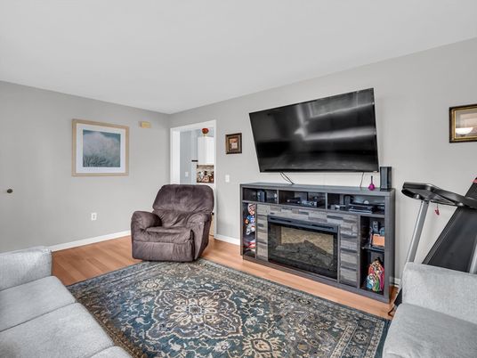Fireplace, Fitness Equipment, Interior, Wood Texture Flooring