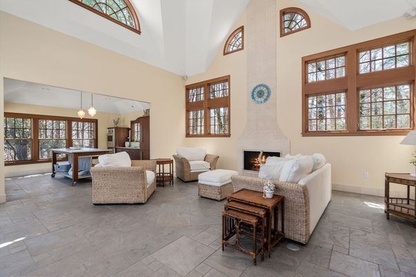 Fireplace, Interior, Living room, Pendant Lights