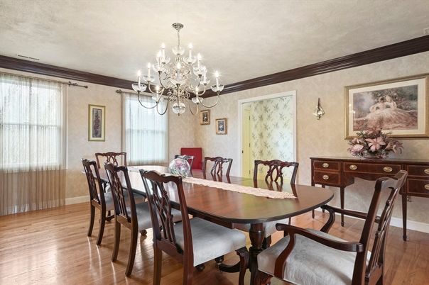 Chandelier, Dining room, Interior, Wood Texture Flooring